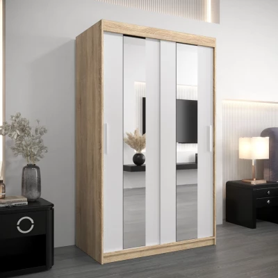 Kleiderschrank mit Spiegeln DIANA – Breite 120 cm, Eiche sonoma / weiß