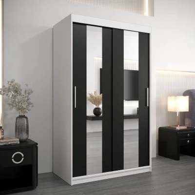 Kleiderschrank mit Spiegeln DIANA – Breite 120 cm, weiß / schwarz