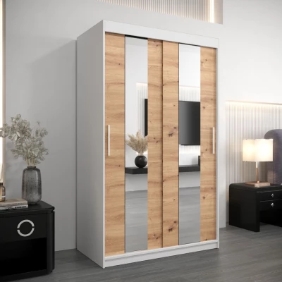 Kleiderschrank mit Spiegeln DIANA – Breite 120 cm, weiß / Eiche artisan