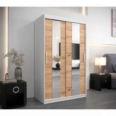 Kleiderschrank mit Spiegeln DIANA – Breite 120 cm, weiß / Eiche artisan