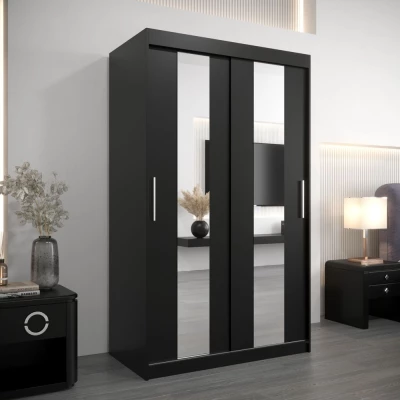 Kleiderschrank mit Spiegeln DIANA – Breite 120 cm, schwarz