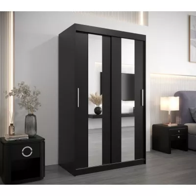 Kleiderschrank mit Spiegeln DIANA – Breite 120 cm, schwarz