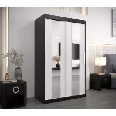 Kleiderschrank mit Spiegeln DIANA – Breite 120 cm, schwarz / weiß