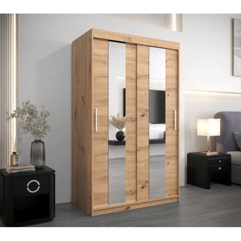 Kleiderschrank mit Spiegeln DIANA – Breite 120 cm, Eiche artisan