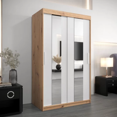 Kleiderschrank mit Spiegeln DIANA – Breite 120 cm, Eiche artisan / weiß