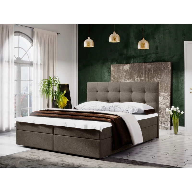 Ehebett mit Stauraum STIG 5 – 200x200, hellbraun