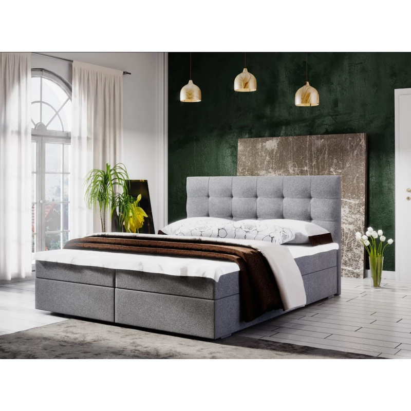 Ehebett mit Stauraum STIG COMFORT 5 – 200x200, hellgrau