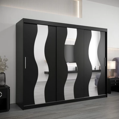 Schwebetürenschrank HEDVIKA – Breite 250 cm, Schwarz