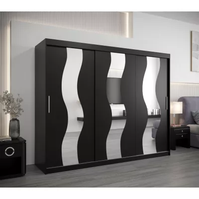 Schwebetürenschrank HEDVIKA – Breite 250 cm, Schwarz