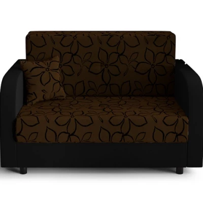 Schlafsofa mit schwarzen Blüten ARIA – Braun/Schwarz