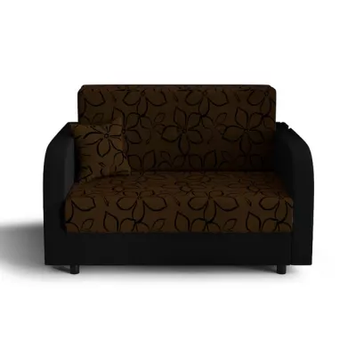 Schlafsofa mit schwarzen Blüten ARIA – Braun/Schwarz