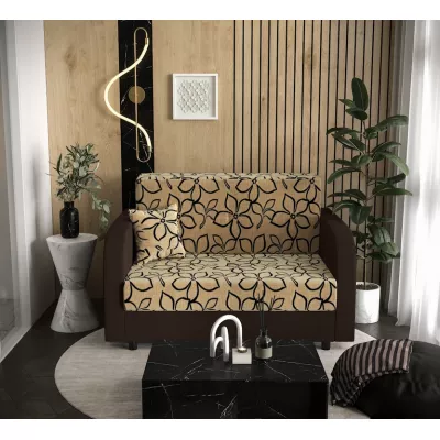 Schlafsofa mit schwarzen Blüten ARIA – Beige/Braun