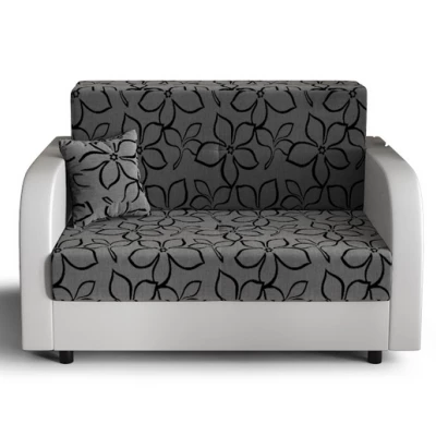 Schlafsofa mit schwarzen Blüten ARIA – Grau/Weiß