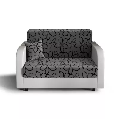 Schlafsofa mit schwarzen Blüten ARIA – Grau/Weiß