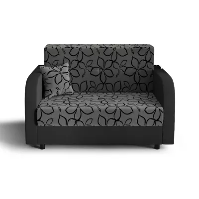 Schlafsofa mit schwarzen Blüten ARIA – Grau/Dunkelgrau