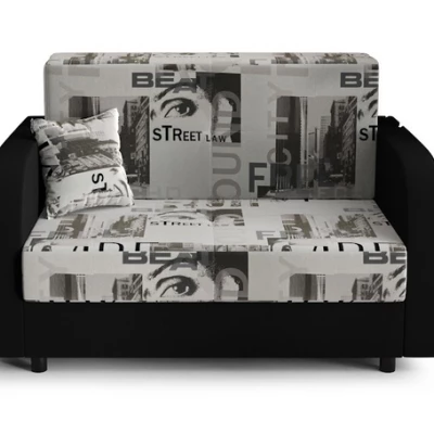 Schlafsofa mit Plakatmuster ARIA – Grau/Schwarz