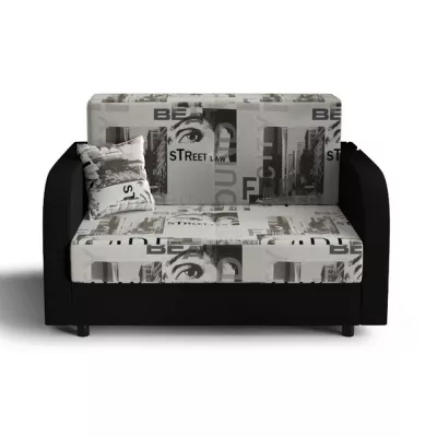 Schlafsofa mit Plakatmuster ARIA – Grau/Schwarz