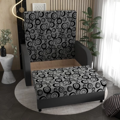 Schlafsofa mit Plakatmuster ARIA – Grau/Schwarz