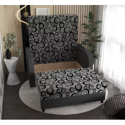 Schlafsofa mit Plakatmuster ARIA – Grau/Schwarz