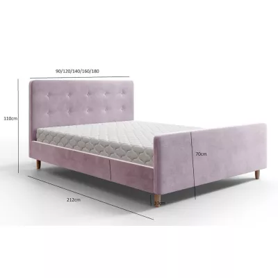 Einzelbett mit Stauraum NESSIE – 90x200, rosa