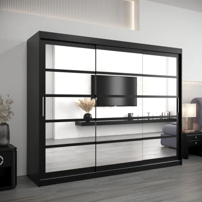 Schwebetürenschrank LEONA – Breite 250 cm, Schwarz