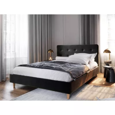 Einzelbett mit Stauraum NOOR – 90x200, schwarz