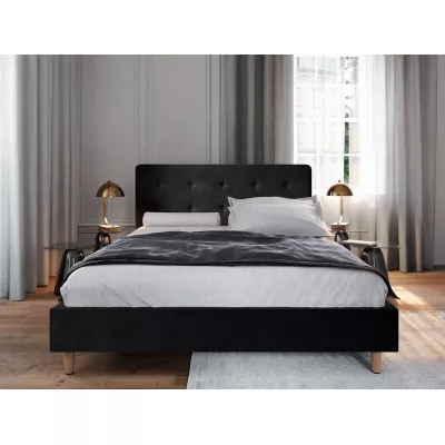 Gepolstertes Doppelbett NOOR – 140x200, Schwarz