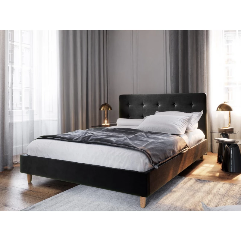 Gepolstertes Doppelbett NOOR – 140x200, Schwarz