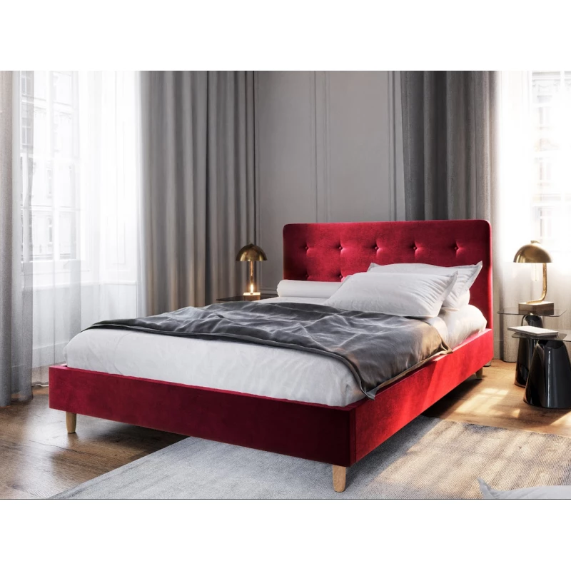 Gepolstertes Doppelbett NOOR – 140x200, Rot