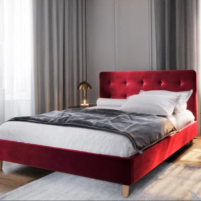 Einzelbett mit Stauraum NOOR – 90x200, rot