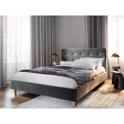 Gepolstertes Doppelbett NOOR – 140x200, Dunkelgrau