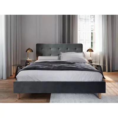 Gepolstertes Doppelbett NOOR – 140x200, Dunkelgrau