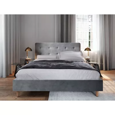 Gepolstertes Doppelbett NOOR – 140x200, Hellgrau