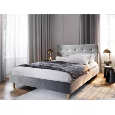 Gepolstertes Doppelbett NOOR – 140x200, Hellgrau