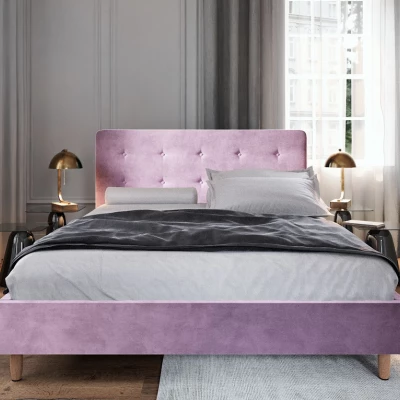 Gepolstertes Doppelbett NOOR – 140x200, Rosa