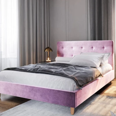 Einzelbett mit Stauraum NOOR – 90x200, rosa