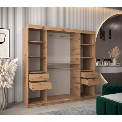 Kleiderschrank ROZALIE – Breite 200 cm, Eiche artisan / weiß