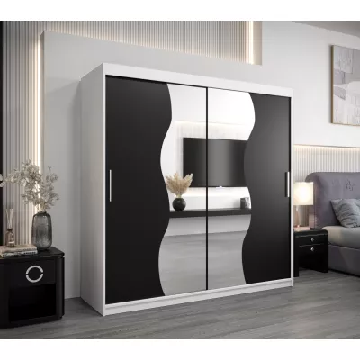 Kleiderschrank ROZALIE – Breite 200 cm, weiß / schwarz