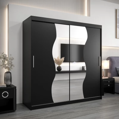 Kleiderschrank ROZALIE – Breite 200 cm, schwarz