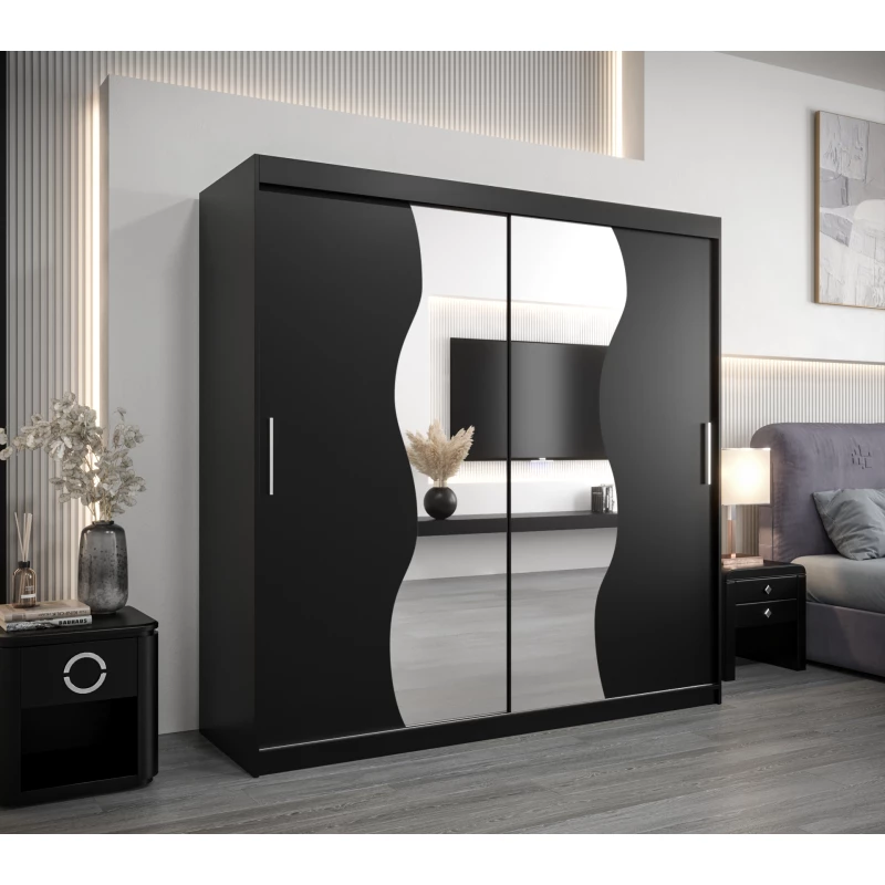 Kleiderschrank ROZALIE – Breite 200 cm, schwarz