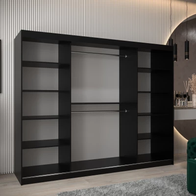 Kleiderschrank ROZALIE – Breite 250 cm, schwarz / weiß