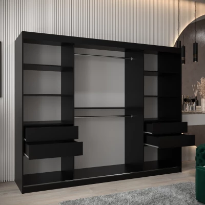 Kleiderschrank ROZALIE – Breite 250 cm, schwarz / weiß