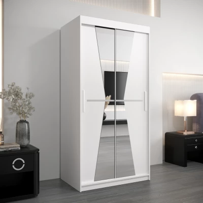 Kleiderschrank mit Spiegeln MILANA – Breite 100 cm, weiß