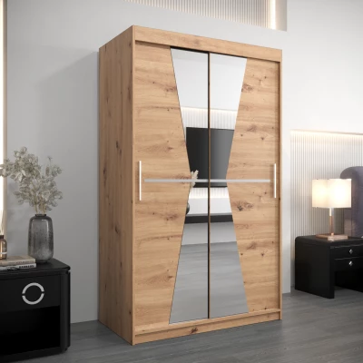 Kleiderschrank mit Spiegeln MILANA – Breite 120 cm, Eiche artisan