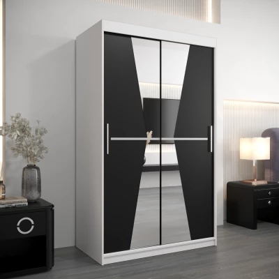 Kleiderschrank mit Spiegeln MILANA – Breite 120 cm, weiß / schwarz