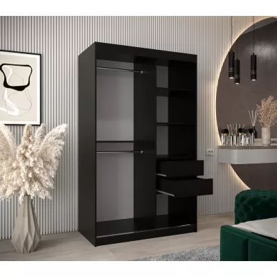 Kleiderschrank mit Spiegeln MILANA – Breite 120 cm, schwarz / Eiche artisan