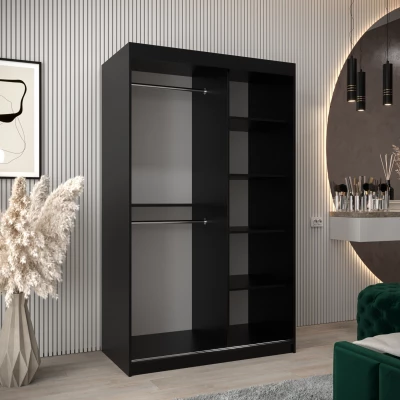 Kleiderschrank mit Spiegeln MILANA – Breite 120 cm, schwarz / Eiche artisan