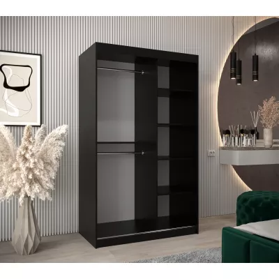 Kleiderschrank mit Spiegeln MILANA – Breite 120 cm, schwarz / Eiche artisan