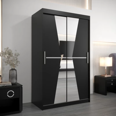 Kleiderschrank mit Spiegeln MILANA – Breite 120 cm, schwarz