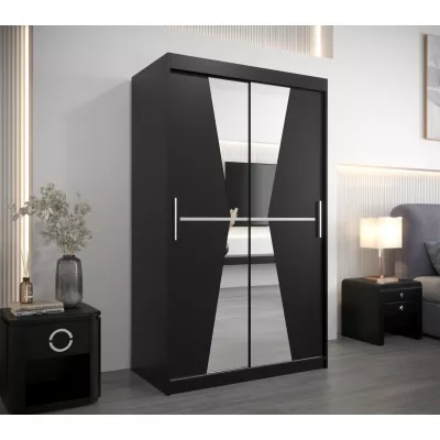 Kleiderschrank mit Spiegeln MILANA – Breite 120 cm, schwarz